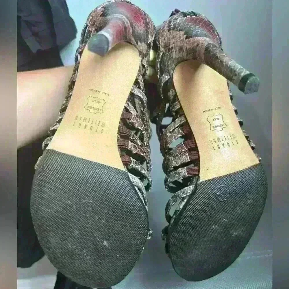 Stuart Weitzman Loops Strappy Python-Embossed Lea… - image 8